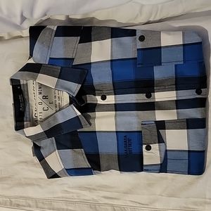 Men's Jack & Jones Snap Front Long Sleeve Shirtblack and blue plaid